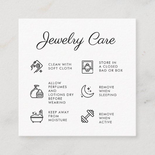 Sieraden Care Instructies Business Dank u kaart (Voorkant)