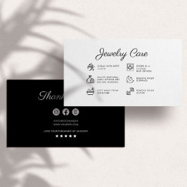 Sieraden Care Instructies Business Dank u kaart