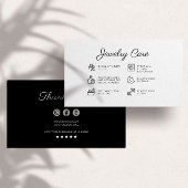 Sieraden Care Instructies Business Dank u kaart
