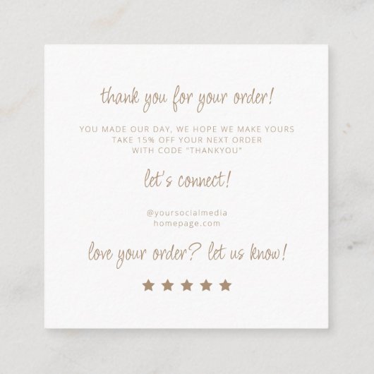 Sieraden Care Instructies Neutraal Beige Dank u Informatiekaartje (Achterkant)