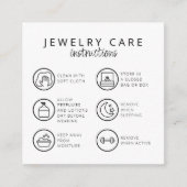 Sieraden Care Instructies Neutraal Zwart Dank u Informatiekaartje (Voorkant)