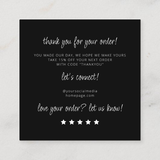 Sieraden Care Instructies Zwart Wit Dank u Informatiekaartje (Achterkant)