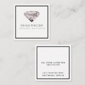 Sieraden Design Chique & elegant wit & helder Vierkante Visitekaartje (Voorkant / Achterkant)