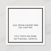 Sieraden Design Chique & elegant wit & helder Vierkante Visitekaartje (Achterkant)