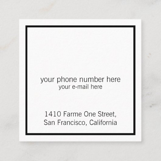 Sieraden Design Chique & elegant wit & helder Vierkante Visitekaartje (Achterkant)