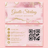 Sieraden Designer Blush Pink Gold Agaat QR-code Visitekaartje