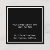 Sieraden Designer Chic & Elegant Zwart Vierkante Visitekaartje (Achterkant)