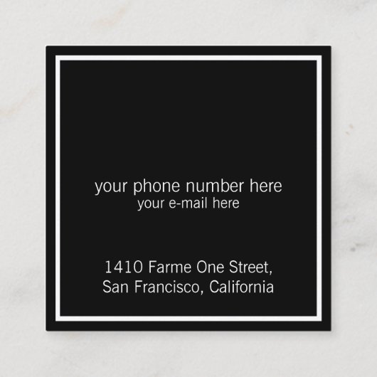 Sieraden Designer Chic & Elegant Zwart Vierkante Visitekaartje (Achterkant)