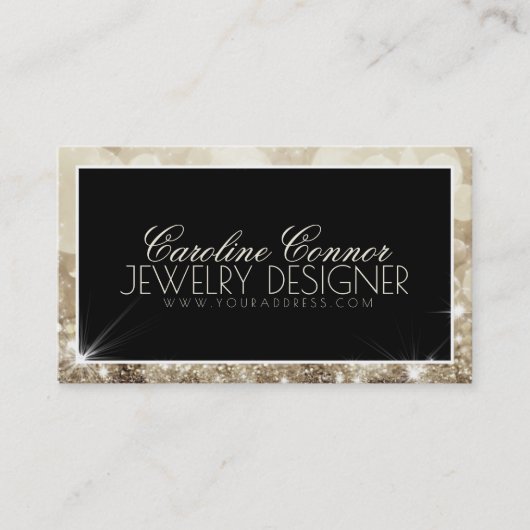 Sieraden Designer Glitter Star Black Bold Kaart Visitekaartje (Voorkant)