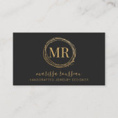 Sieraden Designer Goud Script Naam Zwart Visitekaartje (Voorkant)