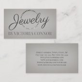 Sieraden Designer Metalen Glitter Dot Circle Grijs Visitekaartje (Voorkant / Achterkant)