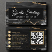 Sieraden Designer QR Code Zwart Gouden Agaat Luxe Visitekaartje