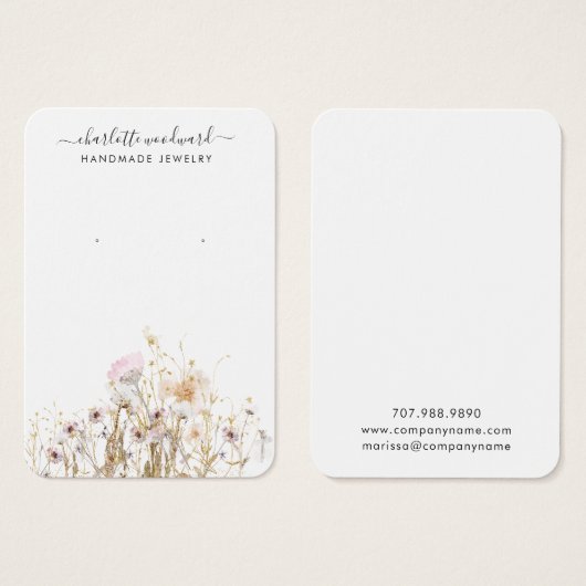 Sieraden Designer Roze Gouden Glitter Wildbloemen Visitekaartje (Voorkant /achterkant)