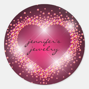 Sieraden Diamanten Edelstenen Hart Bling Zakelijk Ronde Sticker