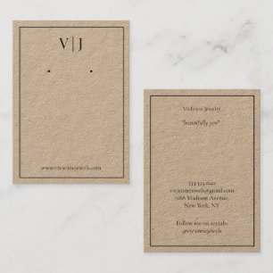 Sieraden displaykaart voor oorhangers met 2-letter visitekaartje