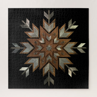 Sieraden doos Tigerwood met geëtst staal Legpuzzel