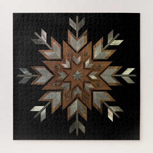 Sieraden doos Tigerwood met geëtst staal Legpuzzel (Verticaal)