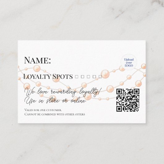 Sieraden Elegant Parels Handgemaakte Shop Klantenkaartje (Achterkant)