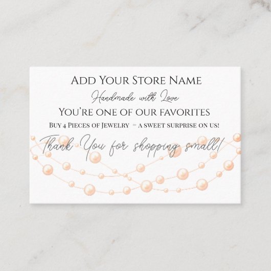 Sieraden Elegant Parels Handgemaakte Shop Klantenkaartje (Voorkant)
