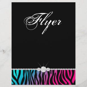 Sieraden Flyer Haar Salon Zebra Roze Blauw Paars