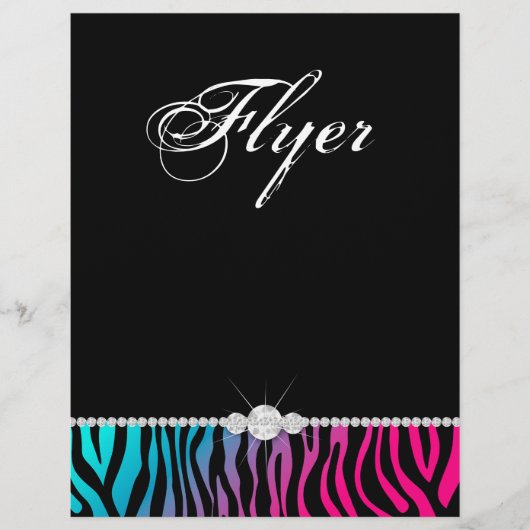 Sieraden Flyer Haar Salon Zebra Roze Blauw Paars (Voorkant)