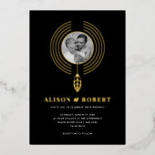 Sieraden geïnspireerd lijst, blad en foto bruiloft folie uitnodiging (Voorkant)