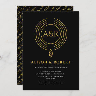 Sieraden geïnspireerd lijst, blad en initialen bru kaart