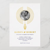 Sieraden geïnspireerd lijst en foto wit bruiloft folie uitnodiging (Voorkant)