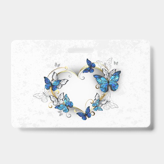 Sieraden Hart met Vlinders Morpho Badge (Voorzijde)