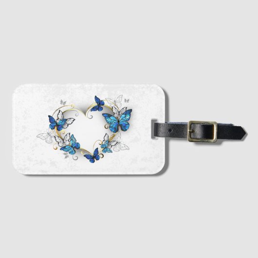 Sieraden Hart met Vlinders Morpho Bagagelabel (Voorkant (horizontaal))
