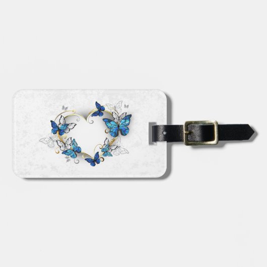 Sieraden Hart met Vlinders Morpho Bagagelabel (Voorkant horizontaal)