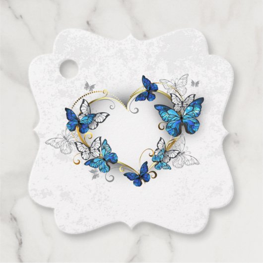 Sieraden Hart met Vlinders Morpho Bedankjes Labels (Voorkant)