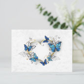 Sieraden Hart met Vlinders Morpho Bedankkaart (Staand voorkant)