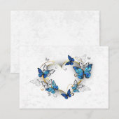 Sieraden Hart met Vlinders Morpho Bedankkaart (Voorkant / Achterkant)