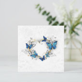 Sieraden Hart met Vlinders Morpho Bedankkaart (Staand voorkant)