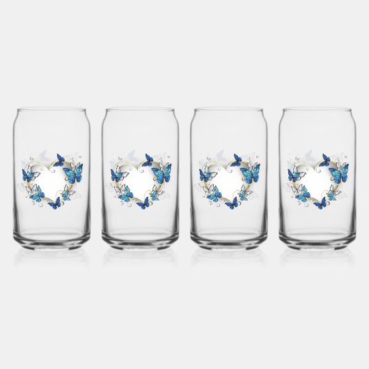 Sieraden Hart met Vlinders Morpho Blikvorm Glas (Voorkant)