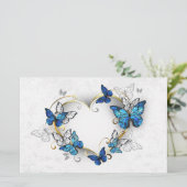 Sieraden Hart met Vlinders Morpho Briefpapier (Staand voorkant)