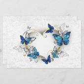 Sieraden Hart met Vlinders Morpho Briefpapier (Voorkant / Achterkant)