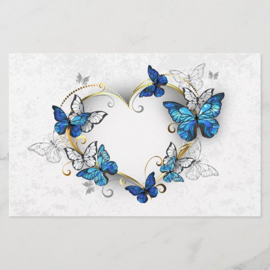 Sieraden Hart met Vlinders Morpho Briefpapier (Voorkant)