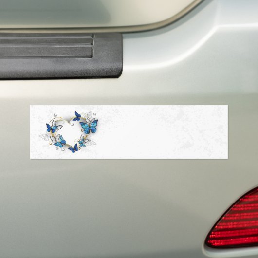 Sieraden Hart met Vlinders Morpho Bumpersticker (Op auto)