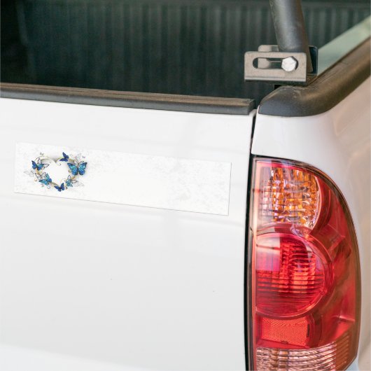 Sieraden Hart met Vlinders Morpho Bumpersticker (Op Truck)