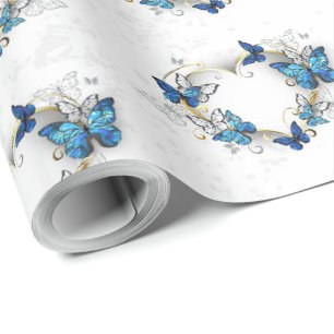 Sieraden Hart met Vlinders Morpho Cadeaupapier