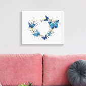 Sieraden Hart met Vlinders Morpho Canvas Afdruk (Insitu (Woonkamer))