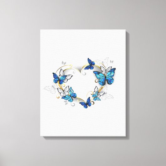 Sieraden Hart met Vlinders Morpho Canvas Afdruk (Voorkant)