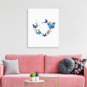 Sieraden Hart met Vlinders Morpho Canvas Afdruk (Insitu (Woonkamer))