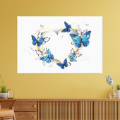 Sieraden Hart met Vlinders Morpho Canvas Afdruk (Insitu (Woonkamer))