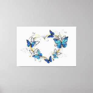 Sieraden Hart met Vlinders Morpho Canvas Afdruk