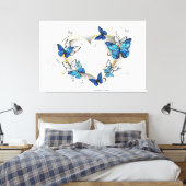 Sieraden Hart met Vlinders Morpho Canvas Afdruk (Insitu (Slaapkamer))