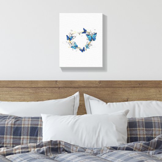 Sieraden Hart met Vlinders Morpho Canvas Afdruk (Insitu (Slaapkamer))
