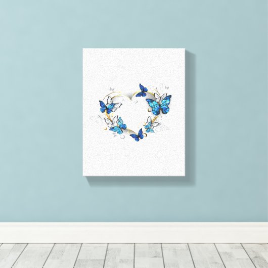 Sieraden Hart met Vlinders Morpho Canvas Afdruk (Insitu (Houten vloer))